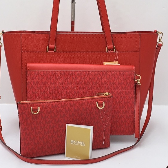 Michael Kors Maisie Large Pebbled Leather 3-in-1 Tote Bag Flame multi color - Picture 6 of 16